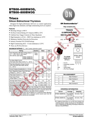 BTB08-800BW3G datasheet  